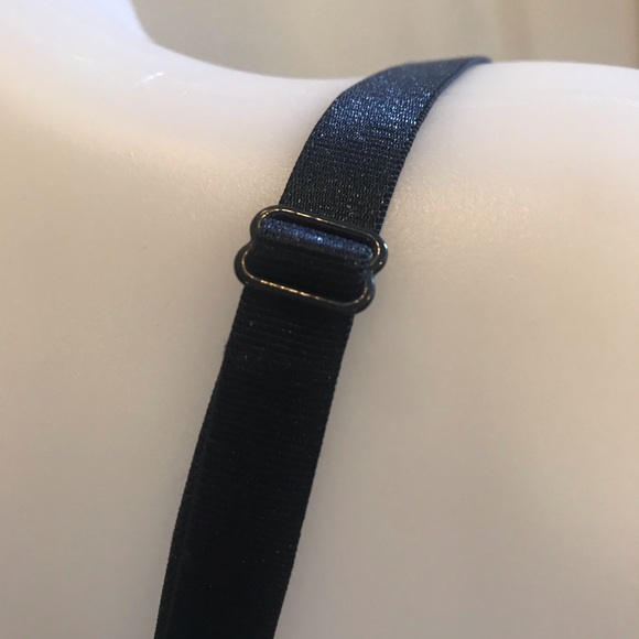 Body Embrace Navy Blue and White Striped Push Up Adjustable Straps Bra - Picture 5 of 9